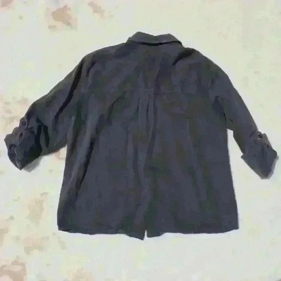 TOPSHOP Gray Button Up Relaxed Fit Top Collar Pockets Roll Tab Sleeve Women S - Picture 9 of 9